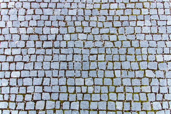 Grey cobblestones on the ground (footpath)