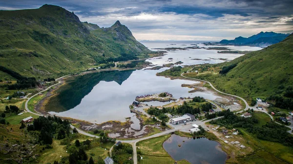 Panorama Krajiny Norsku Pohled Fjord Skály Útesu Horské Jezero Kamenné — Stock fotografie