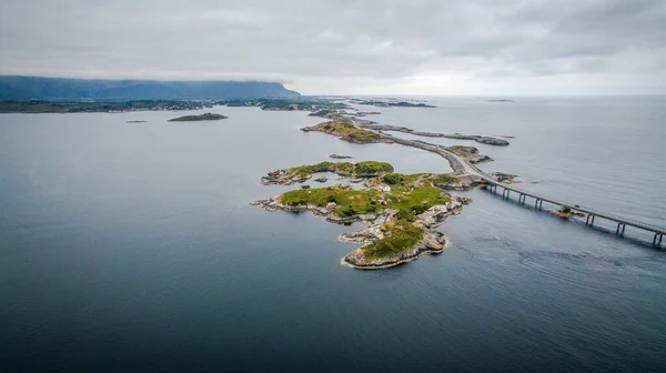 Atlantic Road Norsku Mosty Silnice Mezi Ostrovy Atlantském Oceánu Pohled — Stock fotografie