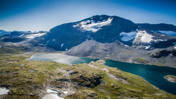 Panorama Fjordu Norsku Pohled Fjord Skály Útesu Horské Jezero Kamenné — Stock fotografie