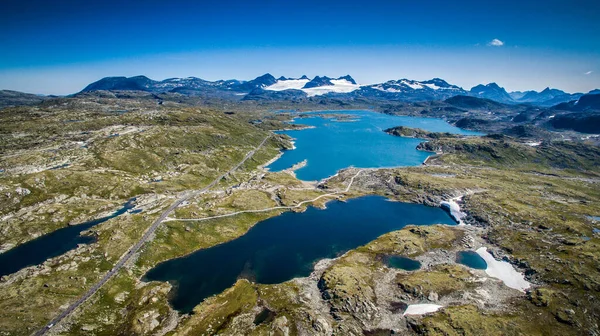 Panorama Fjordu Norsku Pohled Fjord Skály Útesu Horské Jezero Kamenné — Stock fotografie