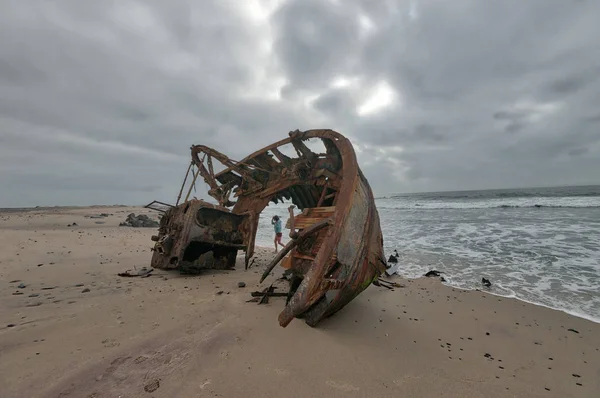 Schiffswrack Vor Der Skelettküste Westnamibia Aufgenommen Januar 2018 — Stockfoto
