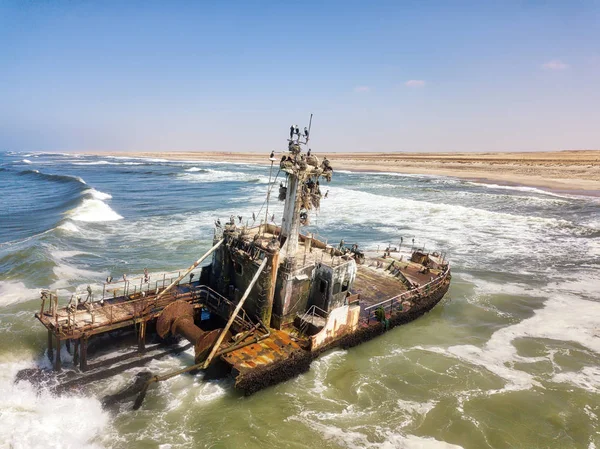 Schiffswrack Vor Der Skelettküste Westnamibia Aufgenommen Januar 2018 — Stockfoto