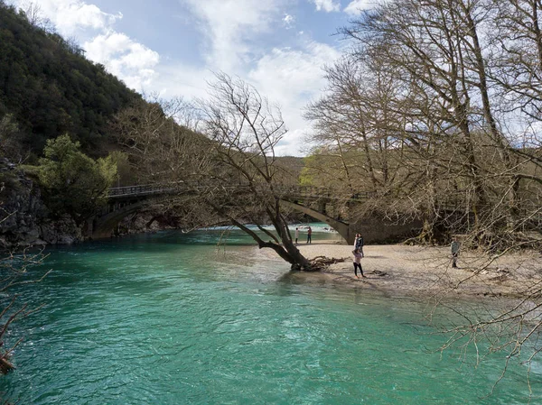 Rio Vikos Gorge Norte Grécia Tomado Abril 2018 — Fotografia de Stock