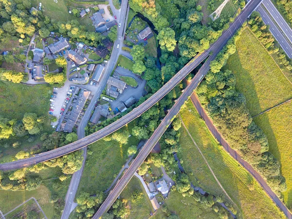 Puente Ferroviario Doble Peak District Reino Unido Tomado 2018 — Foto de Stock