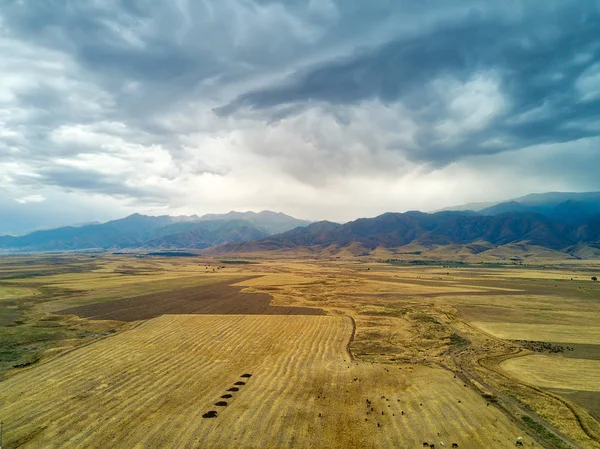 Thunderstorm View Towards Kyrgyzstan in Southern Kazakhstan taken in August 2018 taken in hdr