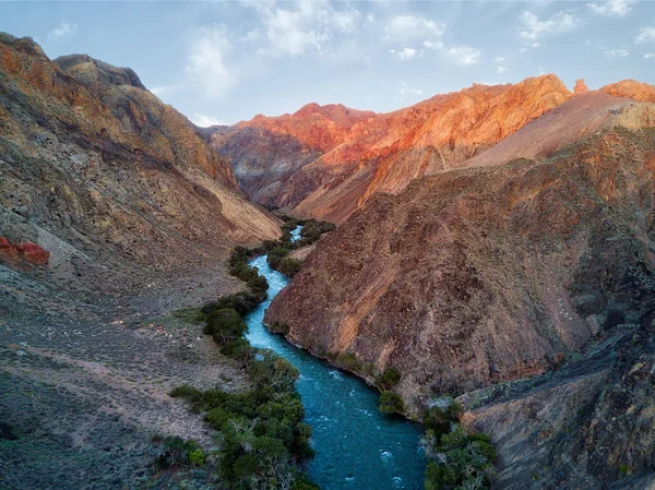 Rio Através Charyn Canyon Sudeste Cazaquistão Tomadas Agosto 2018 Tomadas — Fotografia de Stock