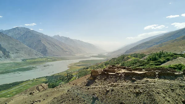 Castelo Yamchun Corredor Wakhan Com Vista Para Afeganistão Tomado Tajiquistão — Fotografia de Stock