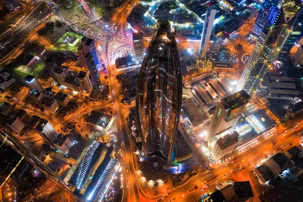 Kuwait Tower City Skyline Leuchtet Der Nacht Aufgenommen Kuwait Dezember — Stockfoto