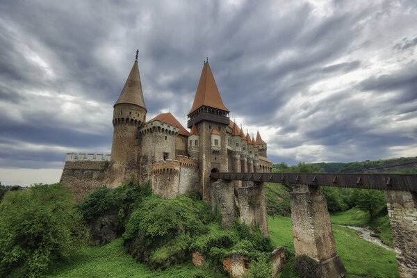 Corvin Castle in Hunedoara, Romania, taken in May 2019