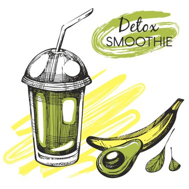 Vektör çizim ile yeşil smoothie