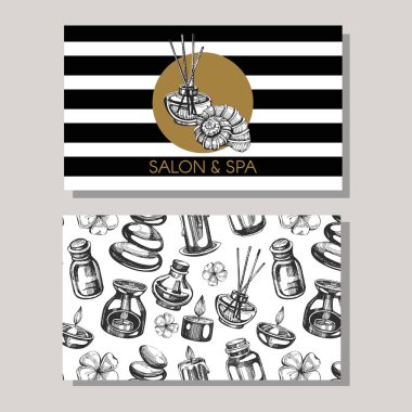 Vektör logo ve arka plan ile ayarla. Spa salonu