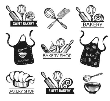 Vektör grafik ekmek logoları ile ayarla 