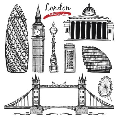 Vektör çizimi ile Londra Icons set