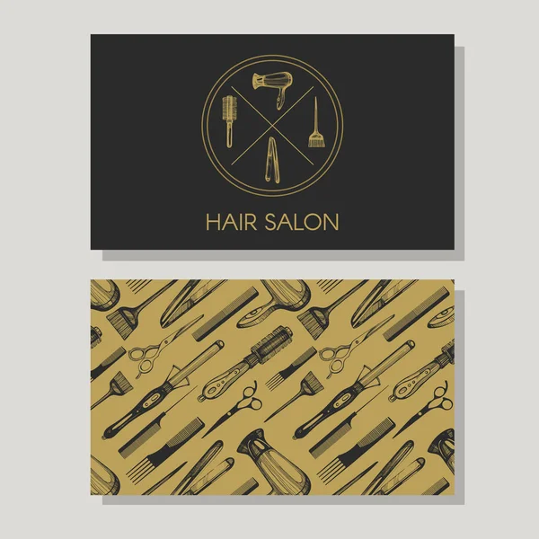 Carte Visite Pour Salon Coiffure Logotype Arrière Plan — Image vectorielle