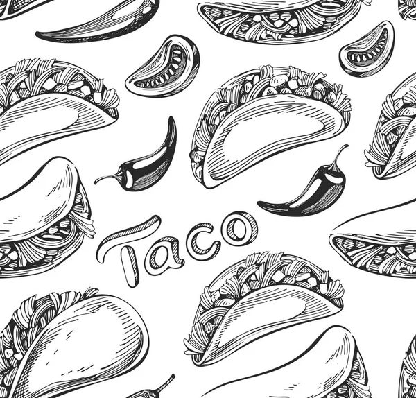 Wzór Taco Ikony — Wektor stockowy