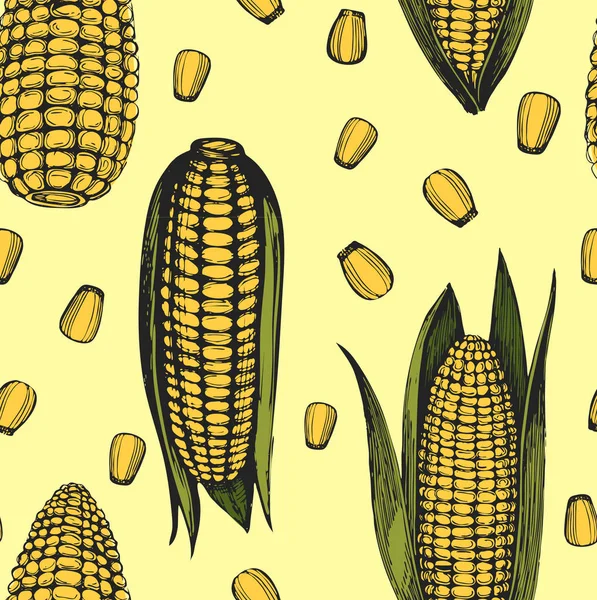 Nahtloses Muster Mit Farbe Mais — Stockvektor