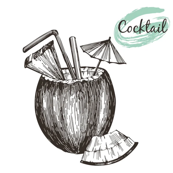 Illustration Vectorielle Coctail Noix Coco — Image vectorielle