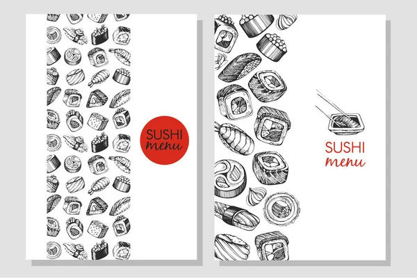 Tarjeta Visita Para Sushi Menú Sushi Bar Sushi — Archivo Imágenes Vectoriales