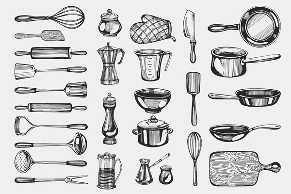 Vector set with cooking hand-drawn  icons