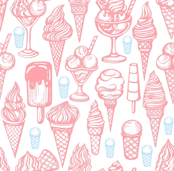 Pateador Sin Costuras Con Ilustración Helado Rosa — Archivo Imágenes Vectoriales