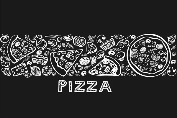 Vector Background Pizza Icons — Stock Vector