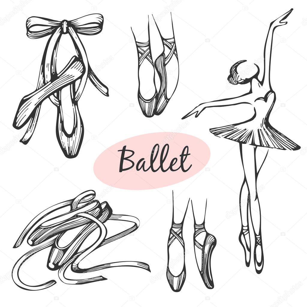 Vector set with ballet items