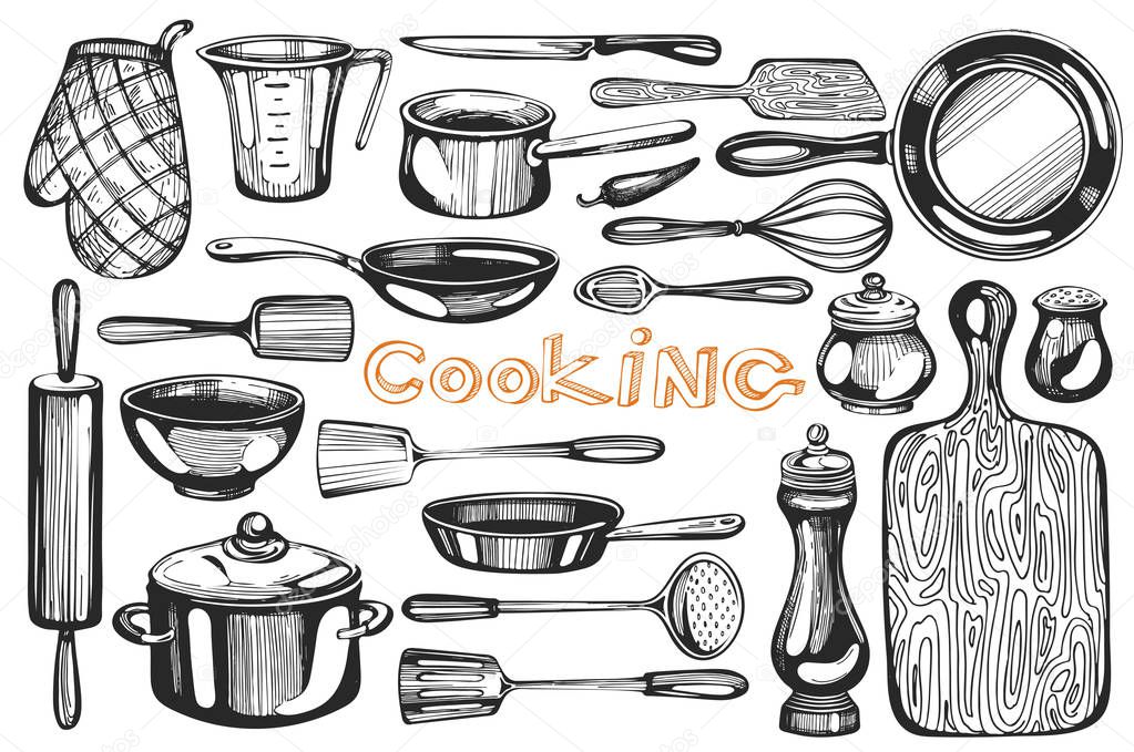 Vector set with cooking hand-drawn  icons