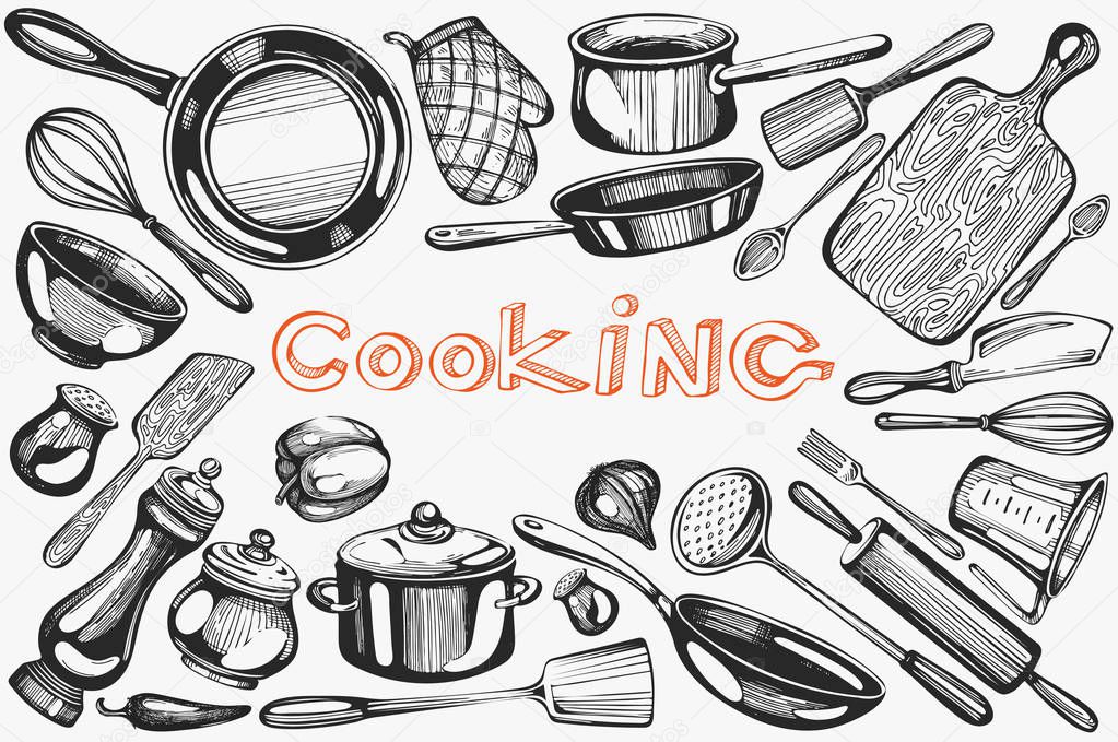Vector background with cooking icons