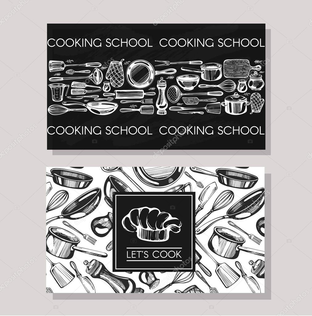 Business cards for cookind shool, cooking akademy, cooking class. Food studio