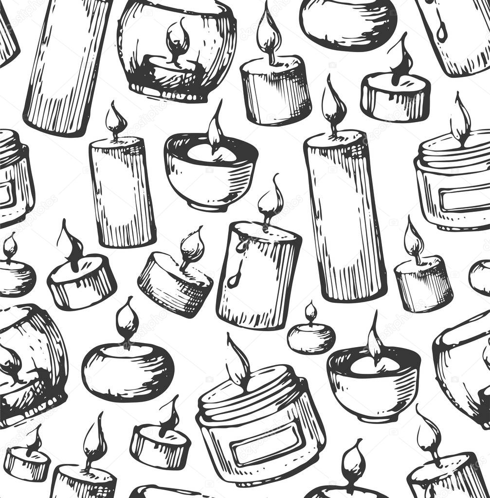 Seamless pattern with hand drawn candles
