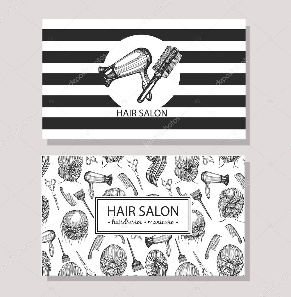 Visit cards with template design for hair salon