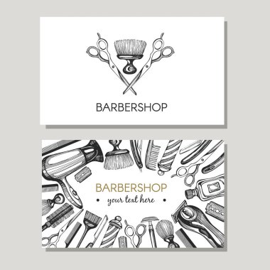Business card for barbershop clipart