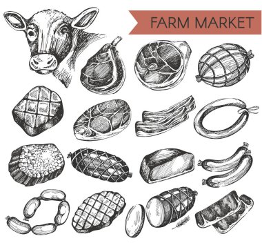 Dana eti vektör toplama el ile çizilmiş