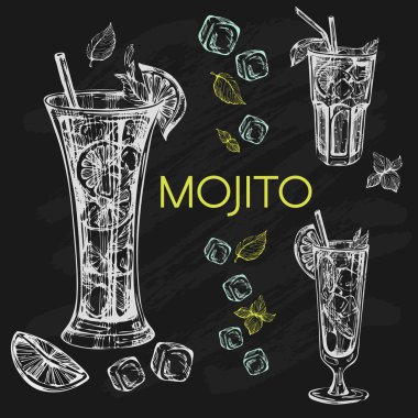  Vektör grafik mojito ile siyah arka plan üzerine ayarla