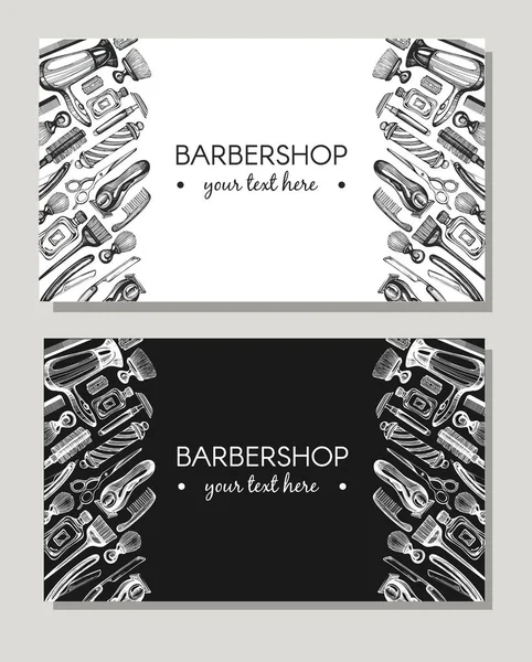 Conjunto Tarjetas Con Fondos Barbería — Vector de stock