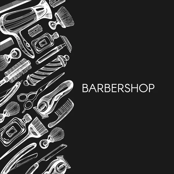 Fundo Vetor Com Elementos Barbearia Quadro Negro —  Vetores de Stock