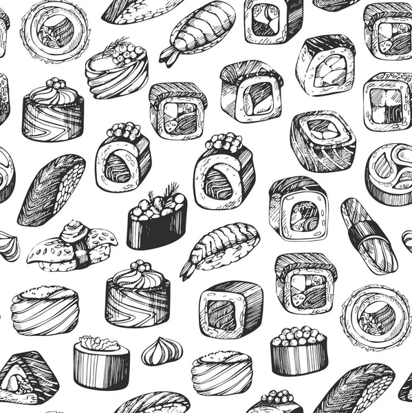 Patrón Sin Costuras Con Sushi Gráfico — Archivo Imágenes Vectoriales