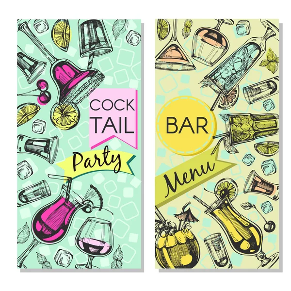 Vektorset Mit Grußkarten Cocktailparty Bar Menü — Stockvektor