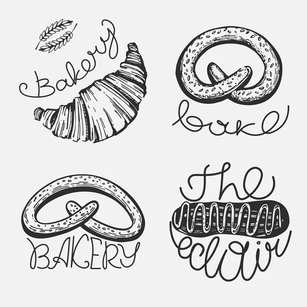 Set Vectores Con Logotipos Gráficos Para Panadería Panadería — Archivo Imágenes Vectoriales