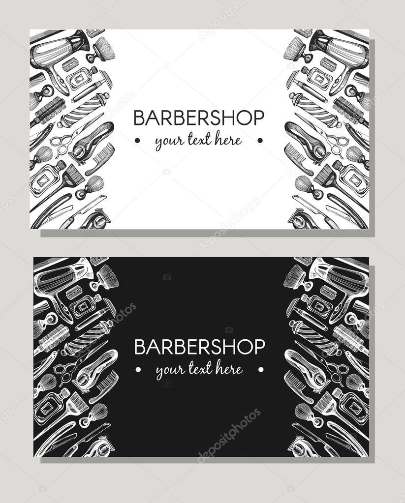 Cards set with barbershop backgrounds