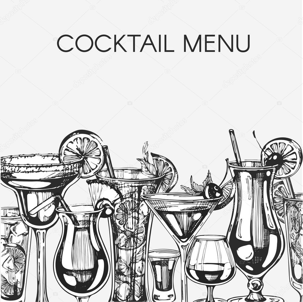 Vector background with graphic cocktails