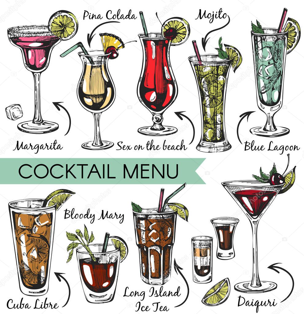 Vector collection with graphic color cocktails