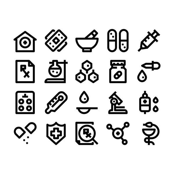Overzichts pictogrammen van de apotheek — Stockvector