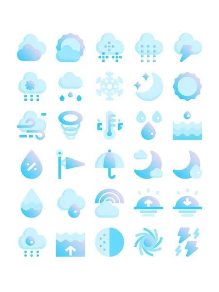 Weather gradient flat icons — Stock Vector