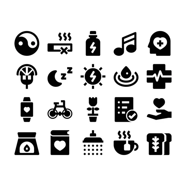 Wellness glyph iconen — Stockvector