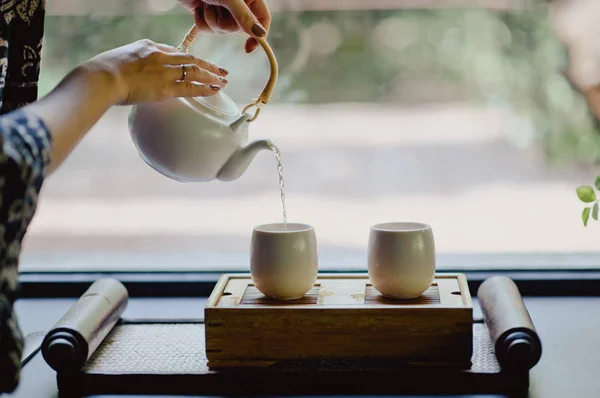 Chinese tea ceremony. Photo in the room Chinese tea ceremony