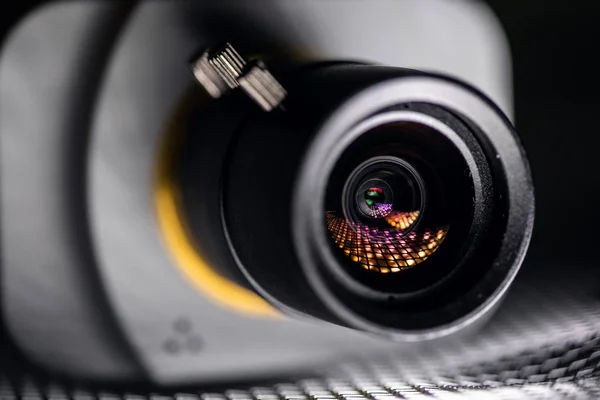 Video camera lens closeup. CCTV Security Camera — Stock Photo, Image