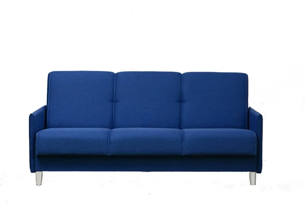 Canapé bleu foncé sur fond blanc isolé — Photo