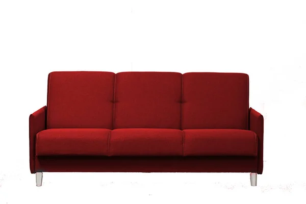 Beyaz arka plandaki kırmızı kanepe izole. — Stok fotoğraf